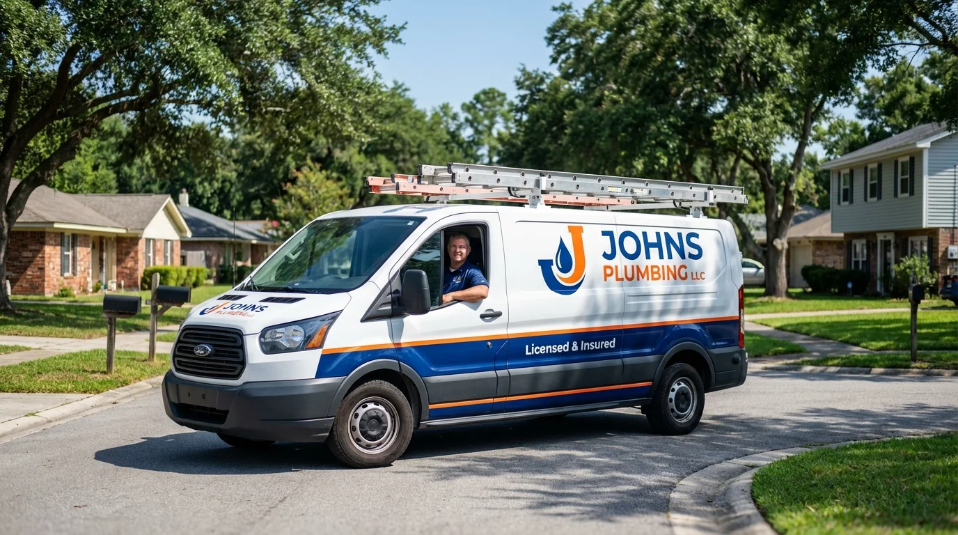 Johns Plumbing LLC service van in Westwood, NJ