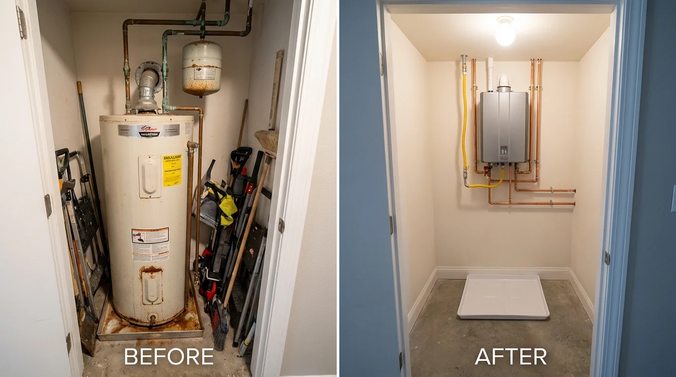Tank water heater versus wall-mounted tankless unit comparison for Westwood, NJ homeowners
